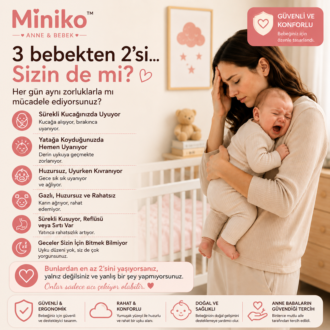 Miniko™ Premium Bebek Uyku Yatağı